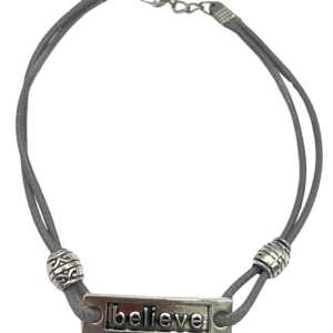 Grey Believe Cord Bracelet