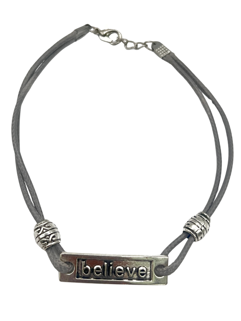 Grey Believe Cord Bracelet