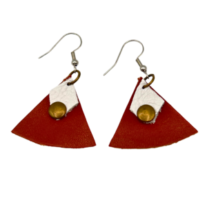 Brown & White Fan Earrings