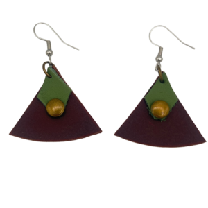 Green & Brown Fan Earrings