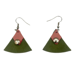 Green & Pink Fan earrings