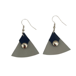 Grey & Navy Fan Earrings