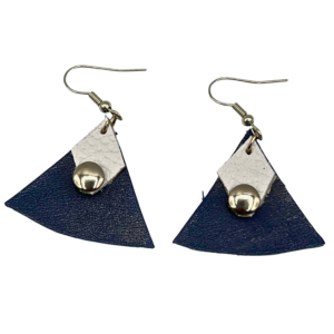 Navy & White Fan Earrings