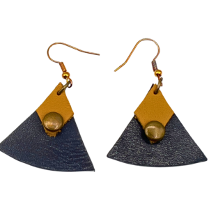 Navy & Yellow Fan Earrings