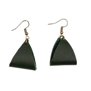 Green Fold Leather Earrings