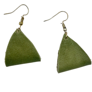 Light Green Fold Leather Earrings