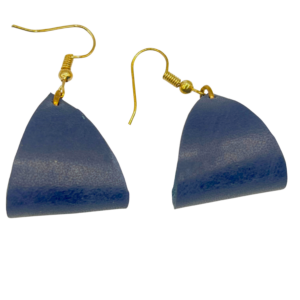 Navy Fold Leather Earrings