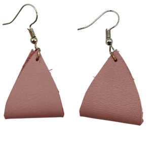 Pink Fold Leather Earrings