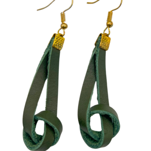 Dark Green Knot Loop Earrings