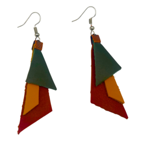 Texas Ochre, Eco tan & Texas Moss Layered Geometric Earrings