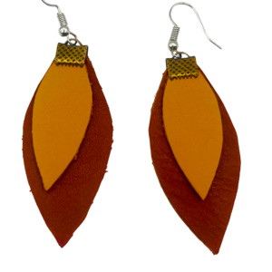 Ochre & Rust Layered Leaf Earrings