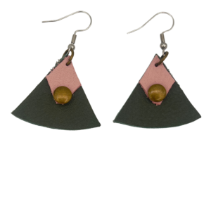 Cosmo Sage Green and Rosy Nappa Blush Fan Earrings