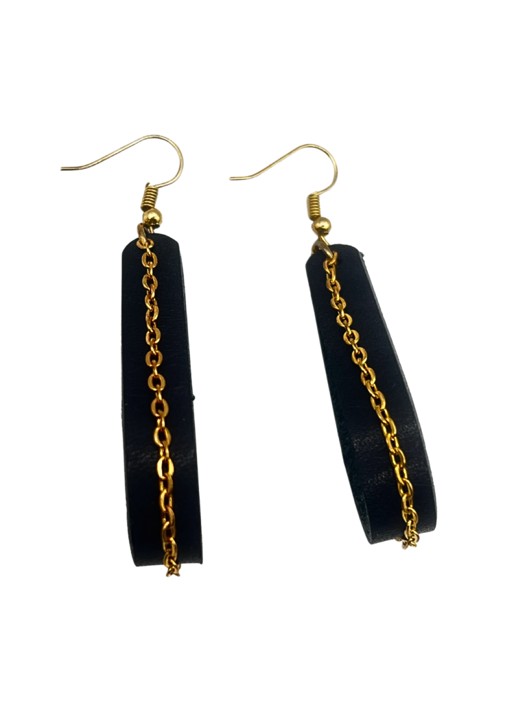Navy blue Teardrop Chain Loop Earrings