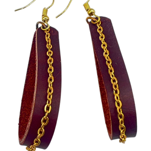 Brown Teardrop Chain Loop Earrings