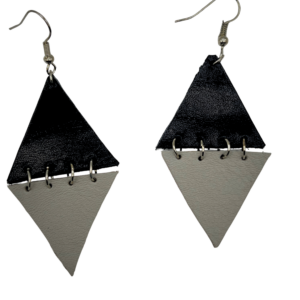 Grey & Navy Two-Tone Geometric Earrings