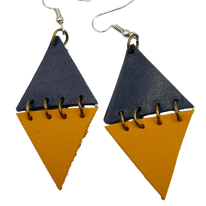 Yellow & Navy Two-Tone Geometric Earrings