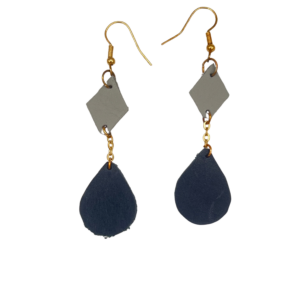 Grey & Navy Daimond Drop Earrings
