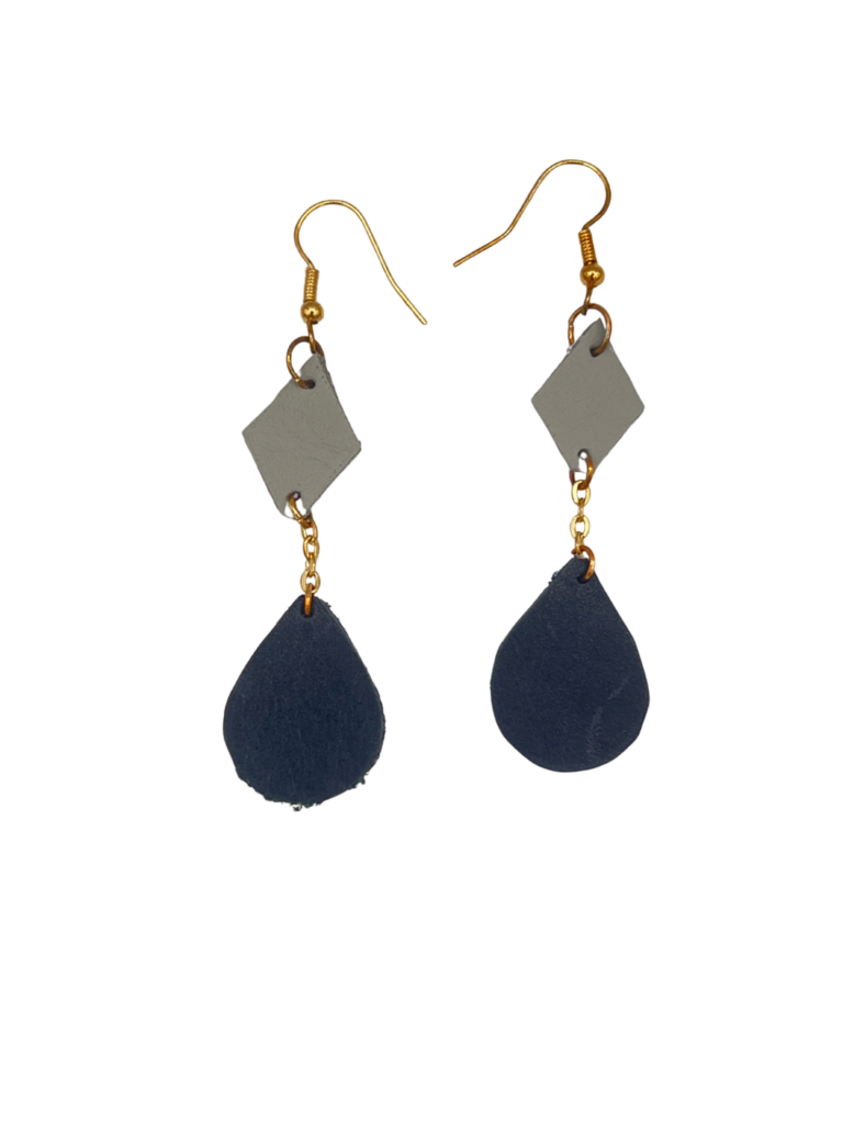 Grey & Navy Daimond Drop Earrings