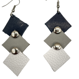 Navy, Grey & White Daimond Shaped Earrings